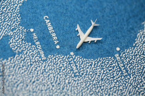 Photography handmade paintede plane one the map travel plan
