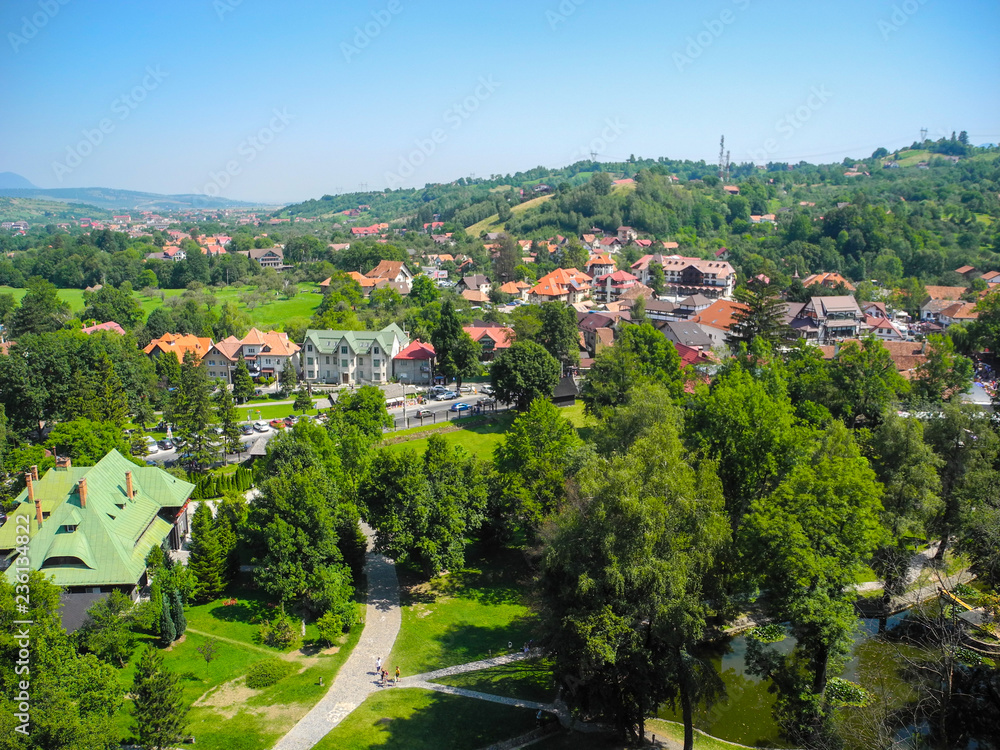 Cityscape of Bran, Romania.