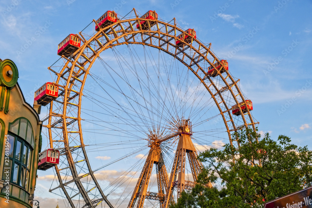 The ferris wheel in vienna, Prater, Austria, Wiener Riesenrad The ferris wheel in vienna, Prater, Austria, Wiener Riesenrad