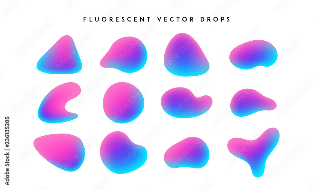 Gradient vivid shapes. Modern abstract colorful vector fluid collection.