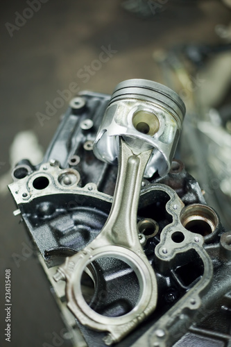 Pistons of the engine with connecting rods. Spare parts for diesel engine