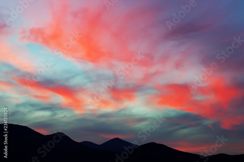 Dramatic sunrise in the mountains