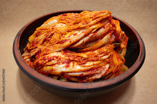 Foto Napa cabbage kimchi, Korean traditional food.