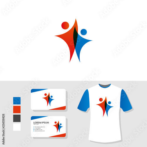 People logo design with business card and t shirt mockup