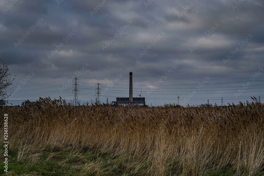 Power station and wheat field Power station and wheat field