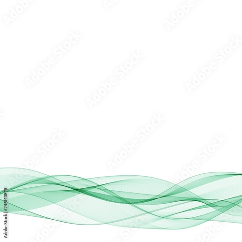 Abstract green wavy lines. Colorful vector background. smoke Transparent green wave