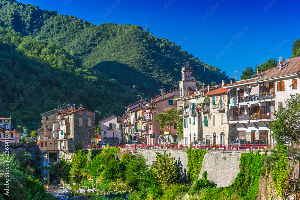 View of Isolabona in the Province of Imperia, Liguria, Italy