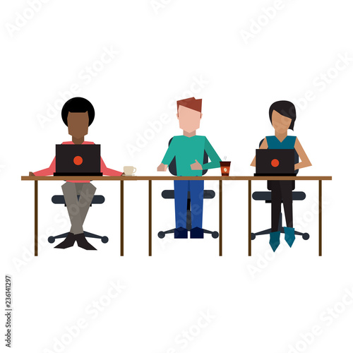 Business coworkers with laptop