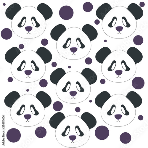 Purple Polka dot Panda-bear Pattern