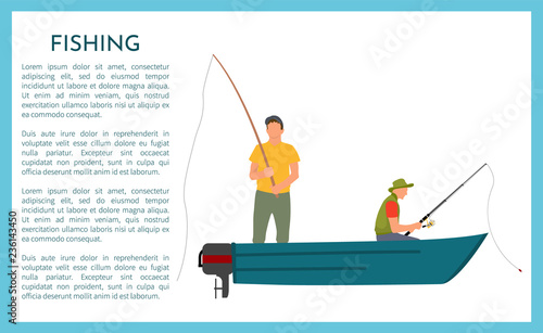 Fisherman with Fishing Rod in Boat Vector Icon