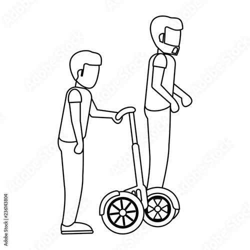 Friends with hoverboard black and white