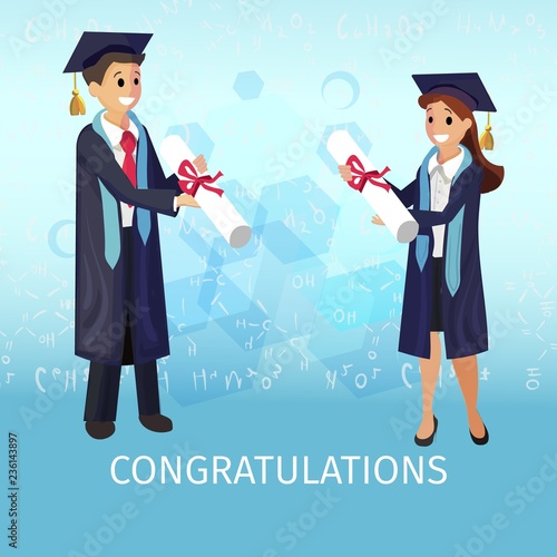 Vector Concept Illustration Cartoon Happy Students