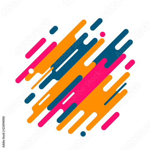 Modern abstract geometric background with various rounded linear figures. Vector illustration of a dynamic composition.