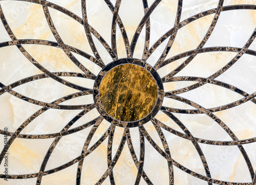 Decorative panel of natural marble with patterns.