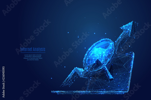 Internet Service low poly wireframe blue