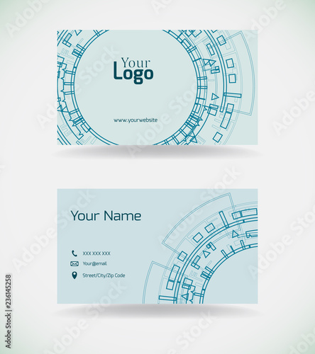 Business card with technological elements.