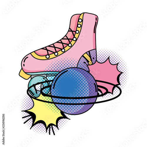 retro skate with planet pop art style
