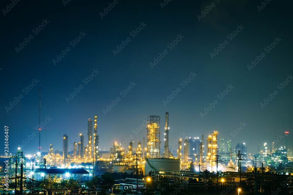 Glitter lighting of petrochemical industry estate with night