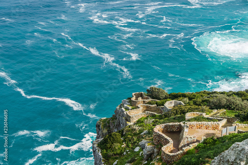 Top view of an observation desks at Cape point. Cape of Good Hope, South Africa.