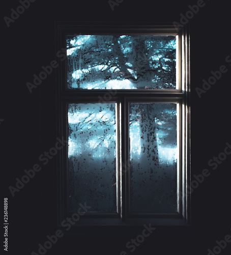 Old window with mystical light