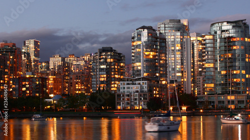 Sunset view of the Vancouver, Canada cityscape