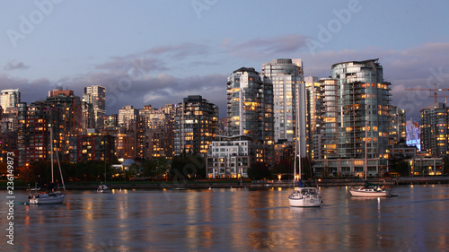 Night view of Vancouver, Canada city center