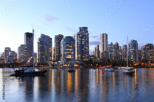 Sunset view of the Vancouver cityscape