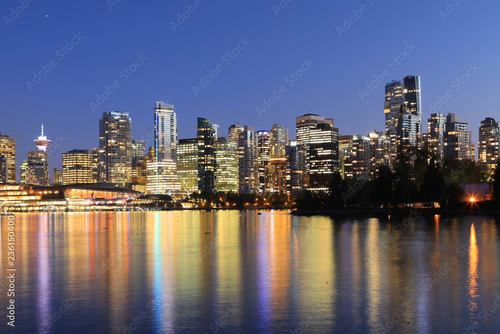 Twilight view of the Vancouver skyline