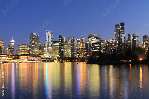 Twilight view of the Vancouver skyline