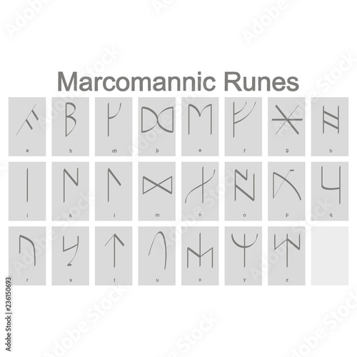 Set of monochrome icons with Runic alphabet for your design