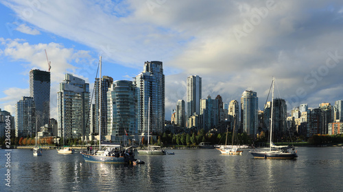 Sunny scene of the Vancouver, Canada skyline