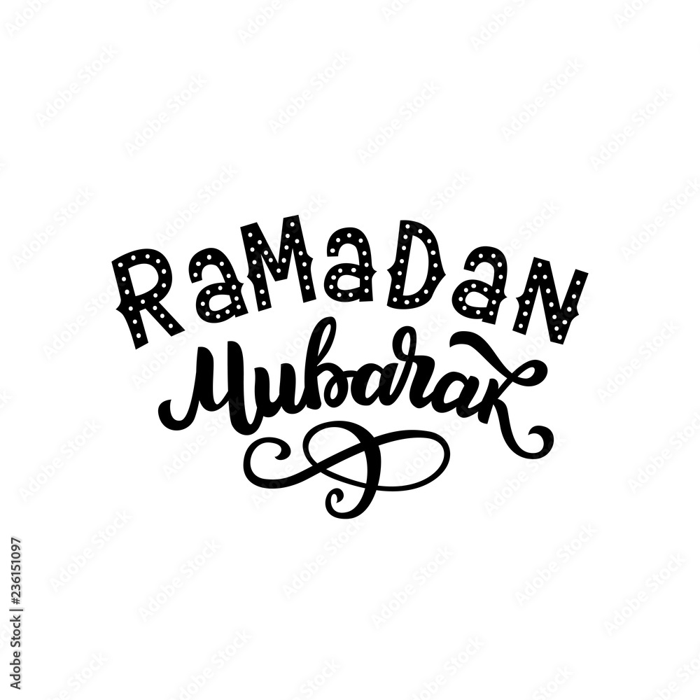 Print lettering ramadan mubarak. Vector hand lettering ramadan ...