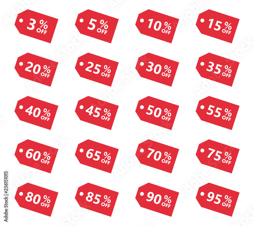 discount price off tags set, sale labels