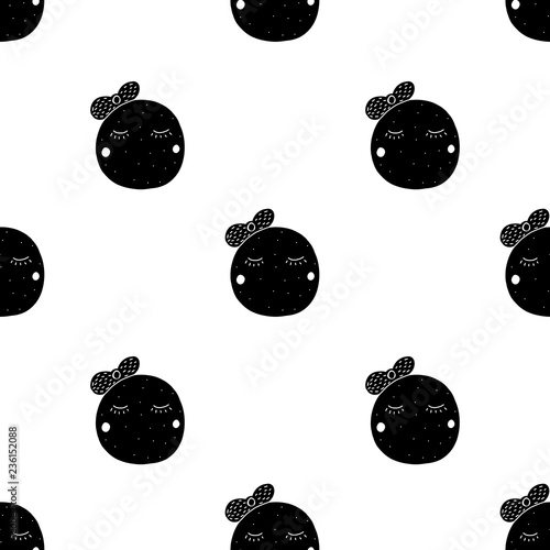 Kids seamless pattern for print, textile, fabric. Black baby illustration.