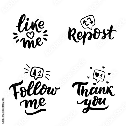 Hand drawn lettering set like time for blog, web, social media. Typographic sign like with heart.