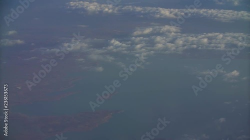 beautiful fast-sailing clouds on a Sunny day, shooting from aircraft photo