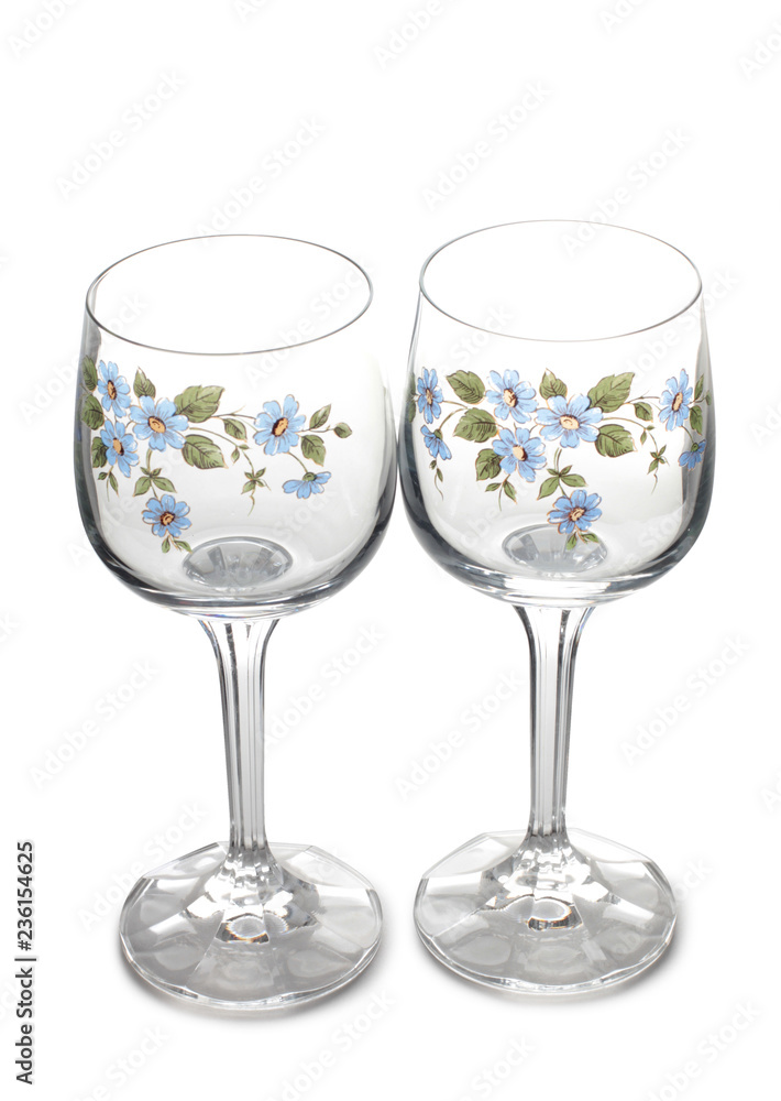 Vintage glass goblet on white background