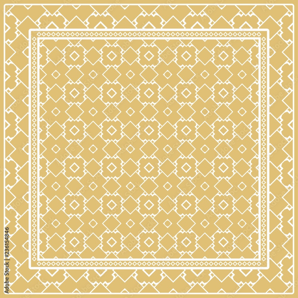 Obraz premium Design of a Scarf with a Geometric Pattern . Vector illustration. Seamless. For Print Bandana, Shawl, Carpet, tablecloth, bed cloth, fashion