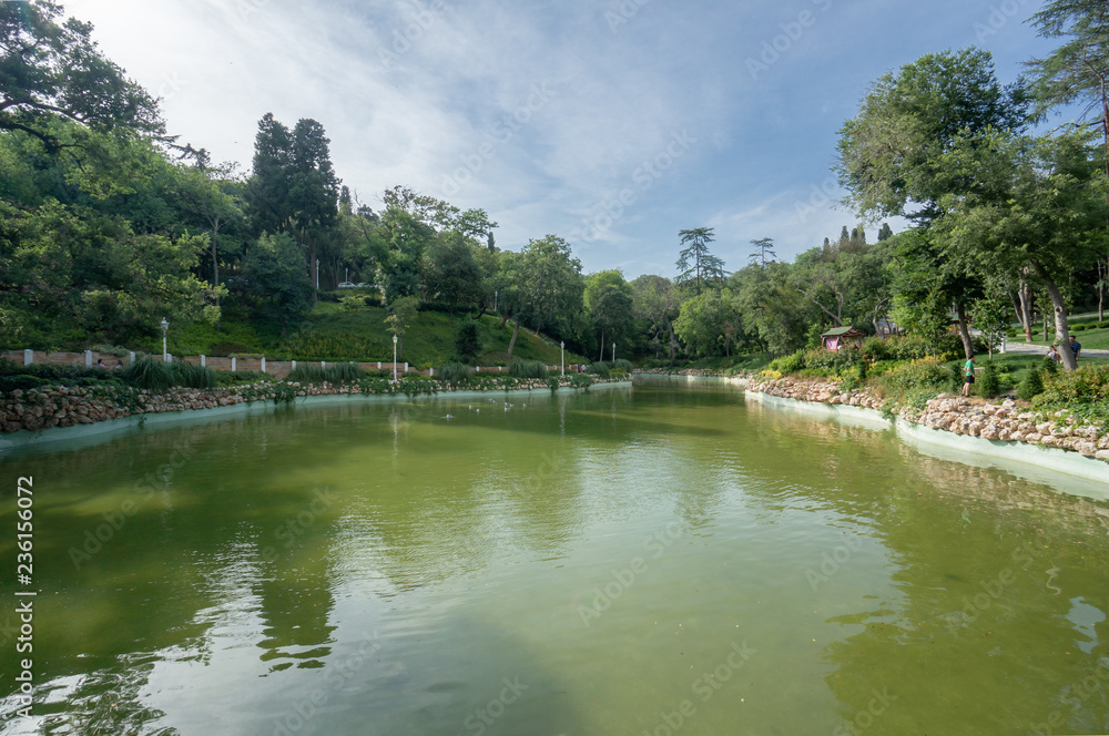 An artificial lake in Yildiz Park, istanbul, Turkey