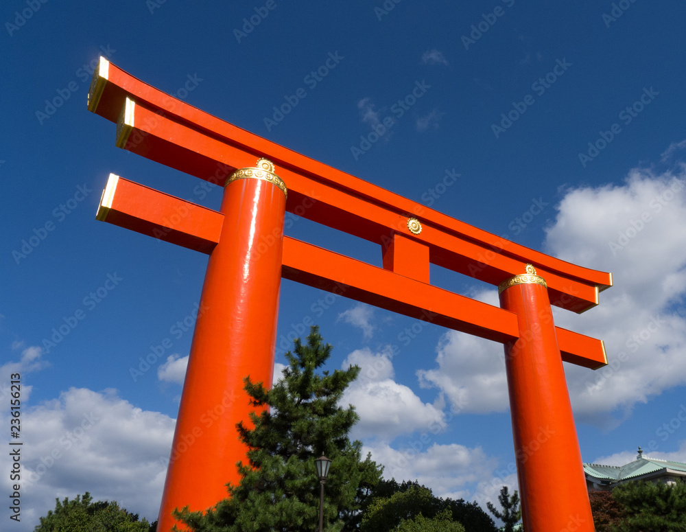 Giant Red Arches of the Fushimi Inari Taisha Shrine in Kyoto Japan