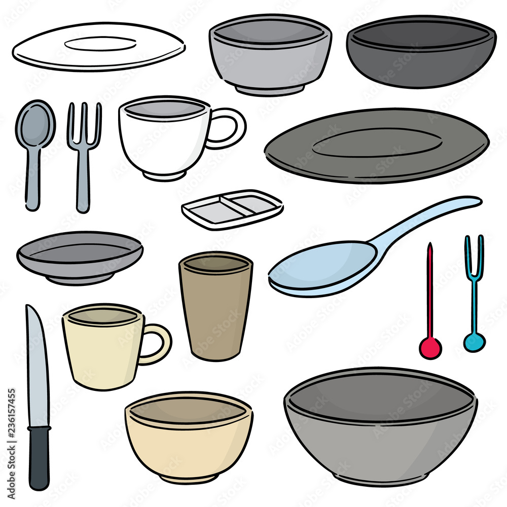 Obraz premium vector set of tableware