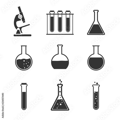 Laboratory icon set. Vector illustration, flat design.