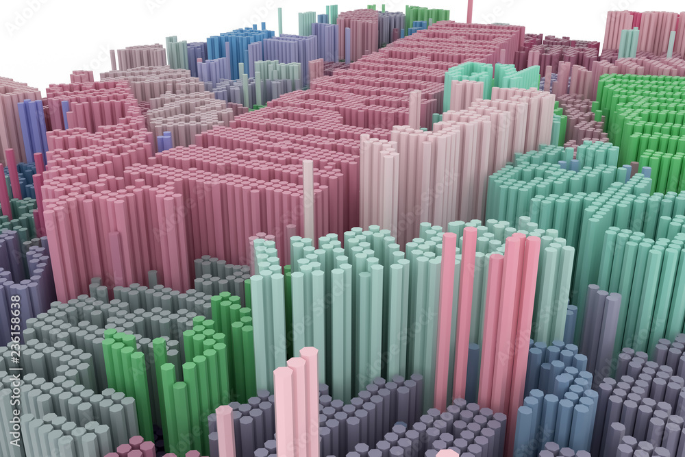 Obraz premium Keyword of Improvement. Shape composition, geometric structure, block for design texture, background. Colorful 3D rendering.