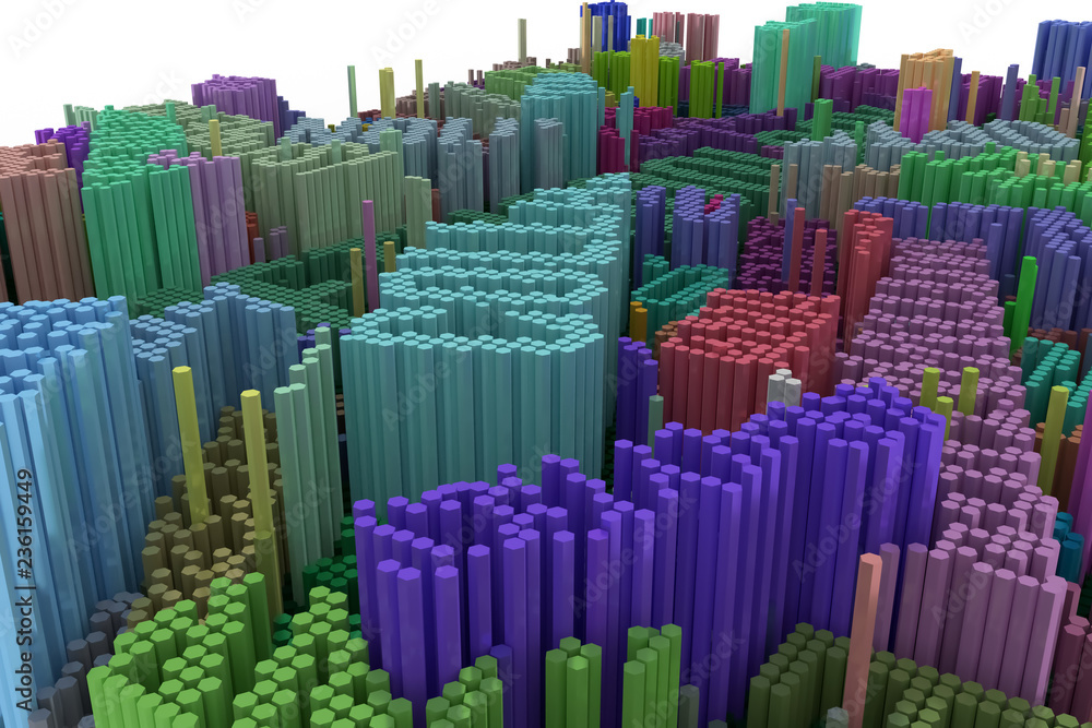 Obraz premium Background abstract shape composition, geometric structure block for design, graphic resource. Colorful 3D rendering.