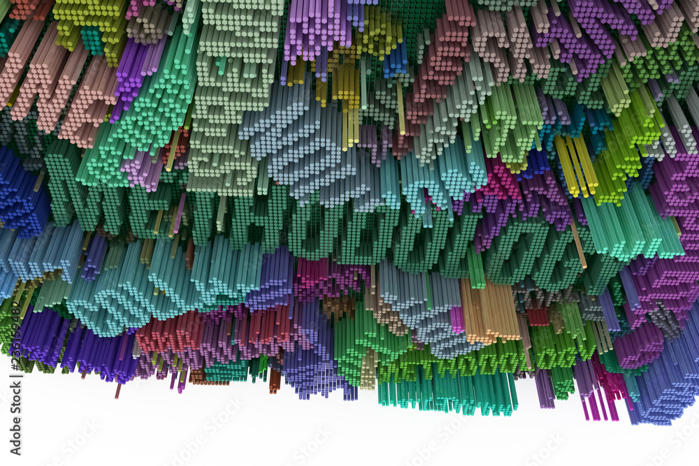 Fototapeta premium Colorful 3D rendering. Decorative, illustrations shape composition, geometric structure block, for design texture background.