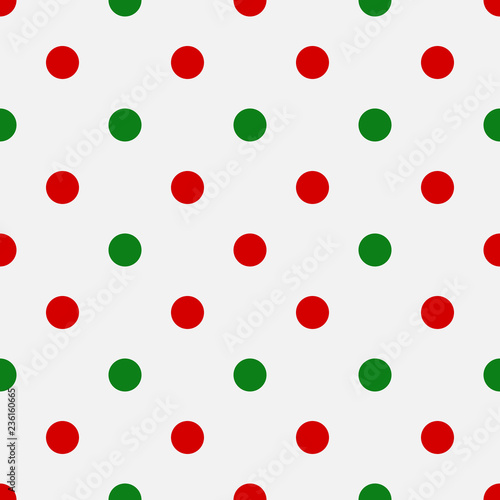 Red and green polka dot Christmas pattern.