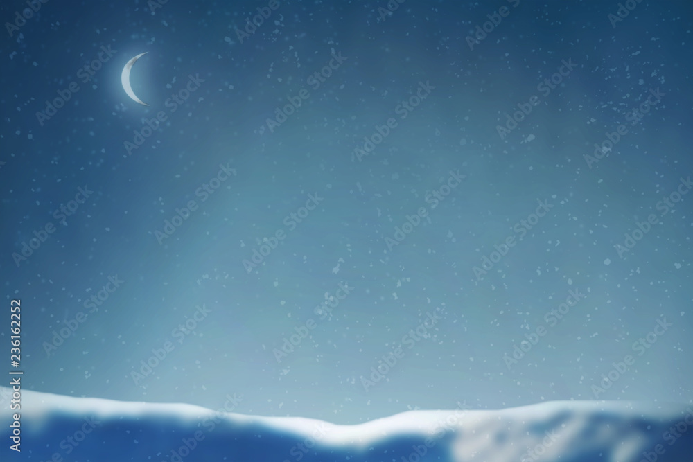Fototapeta premium Winter snow and moon