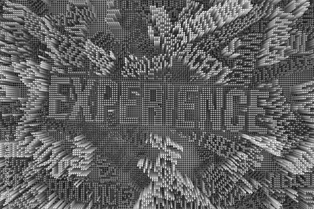 Naklejka premium Gray or black and white b&w 3D rendering. Decorative, illustrations shape composition, geometric structure block, for design texture background.