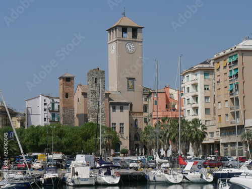 Savona - panorama della Torre del Brandale dalla darsena vecchia photo