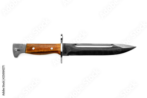 Canvastavla vintage combat knife bayonet isolated on white background.